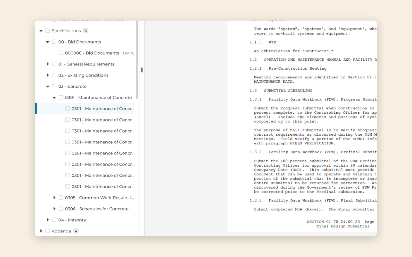Document Viewer with in-document search and purple keyword highlighting